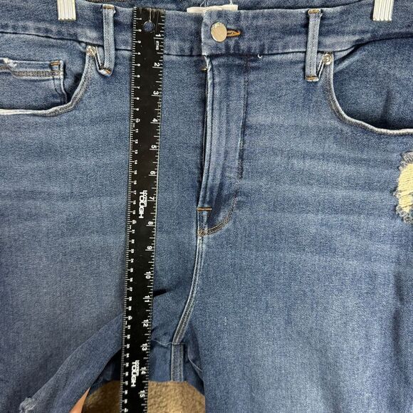 Good American Good Legs Crop Fray Jeans Plus 18 Blue High Rise Distressed Skinny - Picture 8 of 14